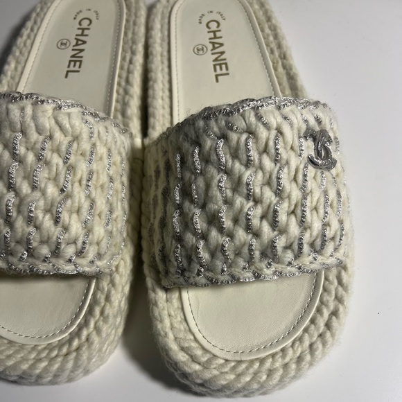 Braided knit chanel Mules ecru - Picture 2 of 12